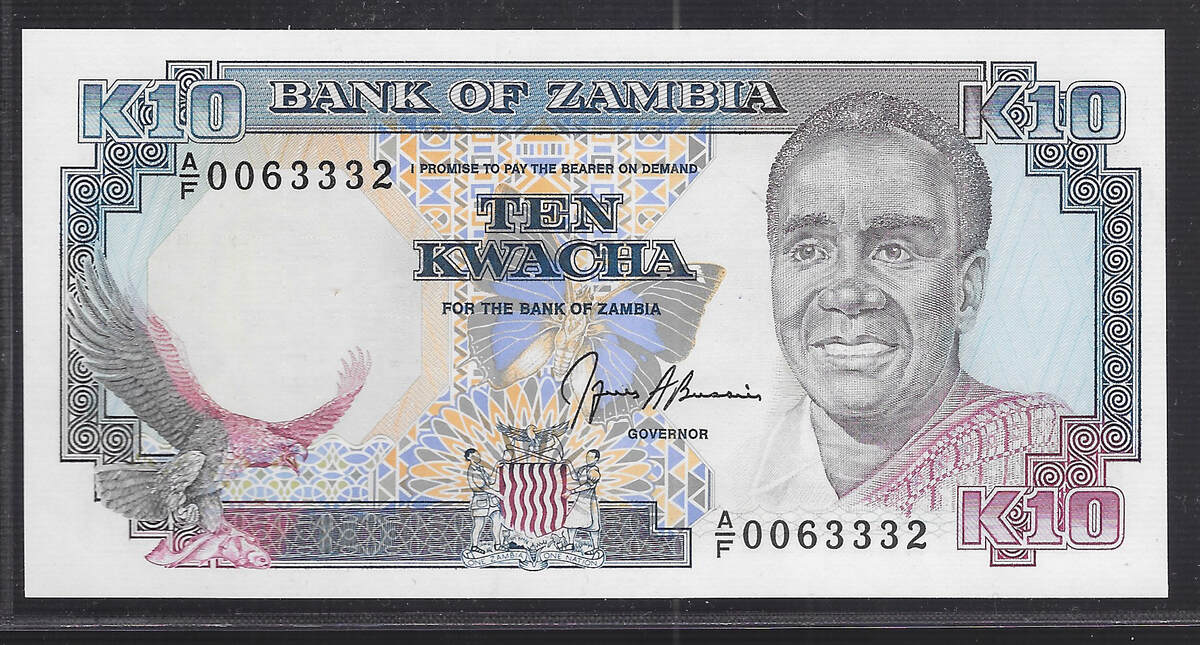 ZAMBIA. 10 Kwacha. (1989) Serie: A/F. Fast NEU/I-. | MA-Shops