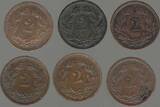 SVIZRA, SVIZZERA, SUISSE, SCHWEIZ. 2 Rappen. 1850,66,75,86. 1931,38. 6 MÜNZE. MONNAIES . Von schön bis gutes sehr schön.