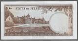 JERSEY. 10 Shillings. (1963) REINE ÉLISABETH II . Serie: D11 . Fast NEU -1. (Leichte Manipulations Spuren)