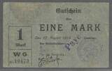 France. ELSÀSS. ALSACE. 1 Mark. 17/08/1914. Filature et Tissage KOECHLIN G.m.b.H. (SARL) in Weiler bei Thann i. Elsass. Gutes schön.