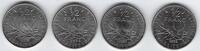 FRANCE . 1/2 Franc Säerin von: Semeuse de: O.Roty . 4 Münze. 4 Monnaies . -