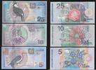 SURINAME 5, 10, 25 Gulden Vogelserie. Série oiseaux . -