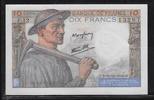 10 Francs 15.10.1942 FRANCE . Mineur, Minenarbeiter.  Alphabet F.12  . Fast NEU. I-