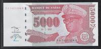 ZAÏRE 5'000 Nouveaux Zaïres Maréchal Mobutu Sese Seko. Série: DA/B . -