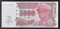 ZAÏRE 5'000 Nouveaux Zaïres Maréchal Mobutu Sese Seko. Série: DA/B . -
