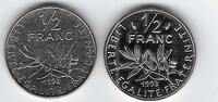 1/2 Franc 1993 FRANCE . Semeuse. Säerin. de O.ROTY. Avec et sans Différants. Mit und ohne MZ   . Von Proof und vorzüglich