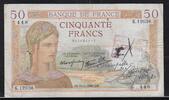 FRANCE . 50 Francs CÉRÈS. Annulé. Entwertet. Alphabet:K.12036 . -
