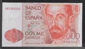 ESPAÑA 2000 Pesetas 22/07/1980 Juan Raimon Jimenez. Dichter und Schriftsteller. Poète et écrivain. Serie: 1R . Gutes vorzüglich (2 Löcher)