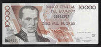ECUADOR/EQUATEUR. 10000 Sucres Serie: AP . -