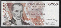 ECUADOR/EQUATEUR. 10000 Sucres Serie: AP . -