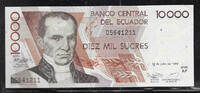 ECUADOR/EQUATEUR. 10000 Sucres Serie: AP . -