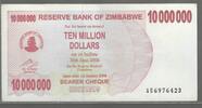 ZIMBABWE. 10 Mio Dollars Serie: AU . -