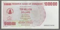 ZIMBABWE. 10 Mio Dollars Serie: AK . -