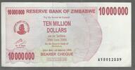 ZIMBABWE. 10 Mio Dollars Serie: AV . -