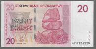 ZIMBABWE. 20 Dollars. Serie: AF . -