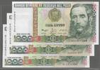 PERÚ/PÉROU. 1000 Intis. 3 NOTES. Serie: B/M, B/N, B/Q . -