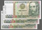 PERÚ/PÉROU. 1000 Intis. 3 NOTES. Serie: B/M, B/N, B/Q . -