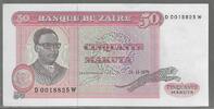 ZAÏRE . 50 Makuta. Serie: D/W . Maréchal MOBUTU . -