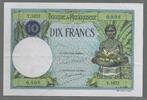 10 Francs. (1948) MADAGASIKARA/MADAGASCAR . Junge Frau mit Frurtschale.  Jeune femme présentant une coupe de fruits. Gutes sehr schön .