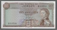 JERSEY. 10 Shillings. (1963) REINE ÉLISABETH II . Serie: D11 . Fast NEU -1. (Leichte Manipulations Spuren)