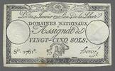 FRANCE. Assignat de Vingt-Cinq Sols. DOMAINES NATIONAUX. Serie: 1761 . -