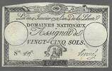 FRANCE. Assignat de Vingt-Cinq Sols. DOMAINES NATIONAUX. Serie: 267 . -