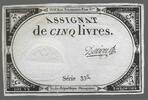 FRANCE. Assignat de 5 LIVRES. le 10 Brumaire de l'an 2. Serie: 335 . -
