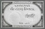 FRANCE. Assignat de 5 LIVRES. le 10 Brumaire de l'an 2 . Serie: 10675 . -