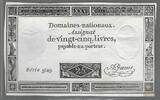 FRANCE. Assignat de Vingt-Cinq Livres. DOMAINES NATIONAUX. Serie: 3629 . -