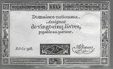 FRANCE. Assignat de Vingt-Cinq Livres. DOMAINES NATIONAUX. Serie: 308. . -