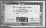 FRANCE. Assignat de Vingt-Cinq Livres. DOMAINES NATIONAUX. Serie: 822. . -
