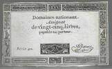 FRANCE. Assignat de Vingt-Cinq Livres. DOMAINES NATIONAUX. Serie: 401 . -