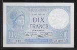 FRANCE 10 FRANCS "MINERVE: Alphabet: J.73200" -