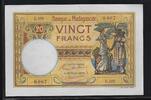 MADAGASIKARA/MADAGASCAR 20 Francs (1937à1947) Deux jeunes femmes se donnant la main, dont une porte un enfant. Alphabet:E.422 Fast NEU -1