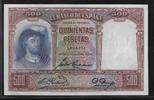 ESPAGNE 500 Pesetas 25.04.1931 "Juan Sebastian de elcano.Série L" Fast VZ(Fleck unten rechts)