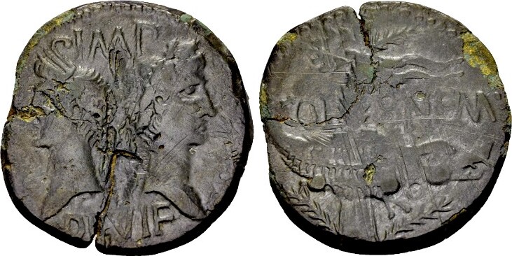 Roman Provincial Gallia, Nemausus. Augustus 27 v.C.14, mit Agrippa, AE