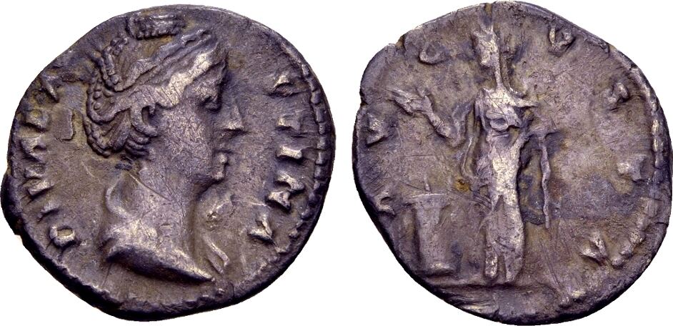 Roman Imperial Denarius Diva Faustina I., Frau des Antoninus Pius (Gest ...