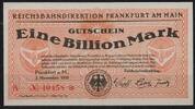   NOTGELD FRANKFURT AM MAIN, Reichsbahndirektion, 1 Billion Mark, 02.11.... 19,90 EUR  zzgl. 3,60 EUR Versand
