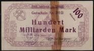   NOTGELD H&Uuml;NFELD, St&auml;dtische Sparkasse, 100 Milliarden Mark, 26.10.1923... 34,90 EUR  zzgl. 3,60 EUR Versand