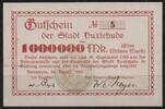   NOTGELD BUXTEHUDE, Stadt, 1 Million Mark, 20.08.1923,  29,90 EUR  zzgl. 3,60 EUR Versand