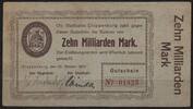   NOTGELD CLOPPENBURG, Stadt, 10 Milliarden Mark, 23.10.1923,  12,90 EUR  zzgl. 3,60 EUR Versand