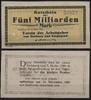   NOTGELD HARBURG, Verein der Arbeitgeber, 5 Milliarden Mark, 24.10.1923,  19,90 EUR  zzgl. 3,60 EUR Versand
