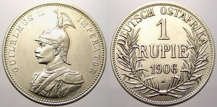 Deutsch Ostafrika 1 Rupie 1906 Sehr schönvorzüglich