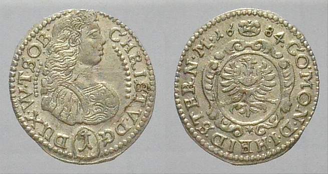 Schlesien-Württemberg-Öls Kreuzer 1684 Christian Ulrich 1664-1704. Fast