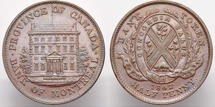 Kanada Half Penny 1842 Bank Of Montreal 1800 1900 Vorz Glich MA Shops   210728005bz 