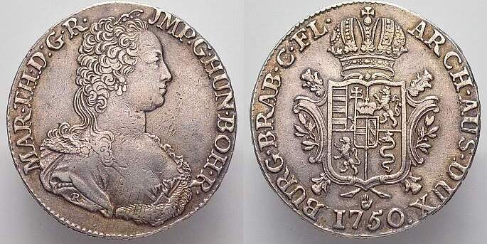 Haus Habsburg Dukaton 1750 Maria Theresia 1740-1780. Sehr schön-vorzüglich  mit schöner Patina