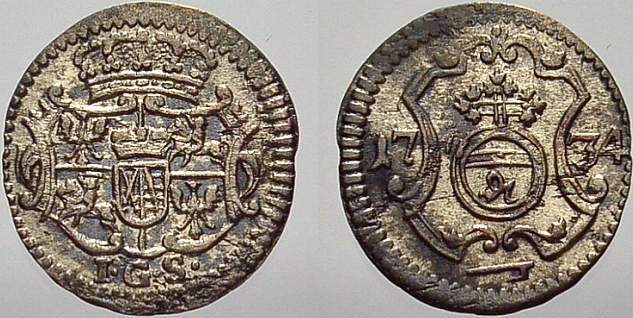 SachsenAlbertinische Linie Pfennig 1734 Friedrich August II. 17331763