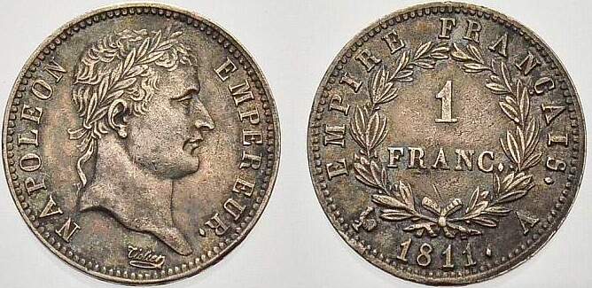 Frankreich 1 Franc 1811 A Napoleon I. 18041814, 1815. Attraktives