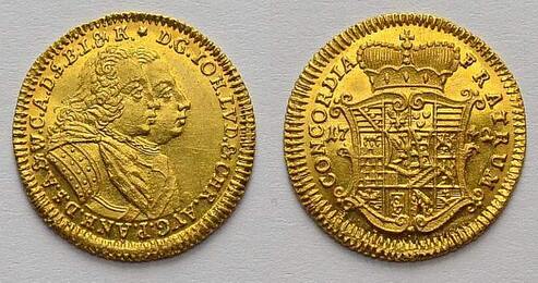 Anhalt-Zerbst Dukat (Gold) 1742 Johann Ludwig und Christian August 1742-1747. Vorzüglich-stempelglan