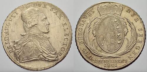 Sachsen-Albertinische Linie Taler (Ausbeute) 1801 Friedrich August III. 1763-1806. Seltenes und prac